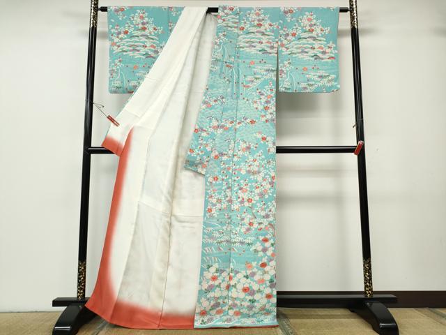 平和屋着物●訪問着　草花尽くし　鬼しぼ縮緬　正絹　逸品　CABG5275ut