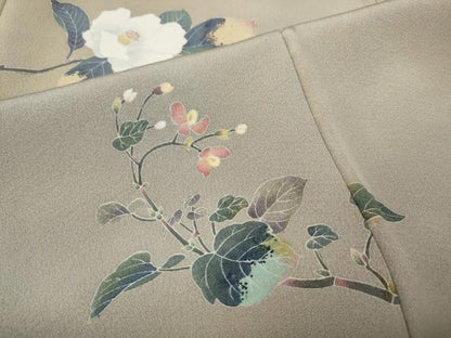 平和屋着物●十日町友禅作家　一梗　訪問着　枝花文　暈し染め　正絹　逸品　CABG5277ut