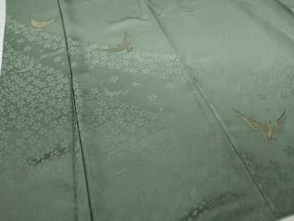 平和屋着物●染色作家　斉藤三才　訪問着　寿光織　三才鳥　暈し染め　金糸　正絹　逸品　CABG5278ut