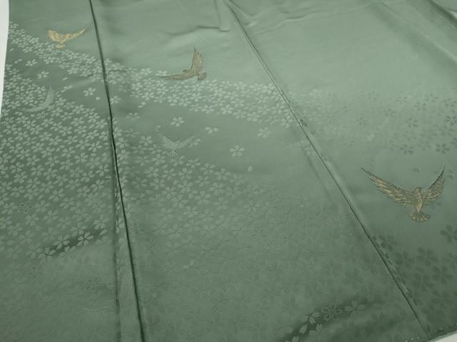 平和屋着物●染色作家　斉藤三才　訪問着　寿光織　三才鳥　暈し染め　金糸　正絹　逸品　CABG5278ut