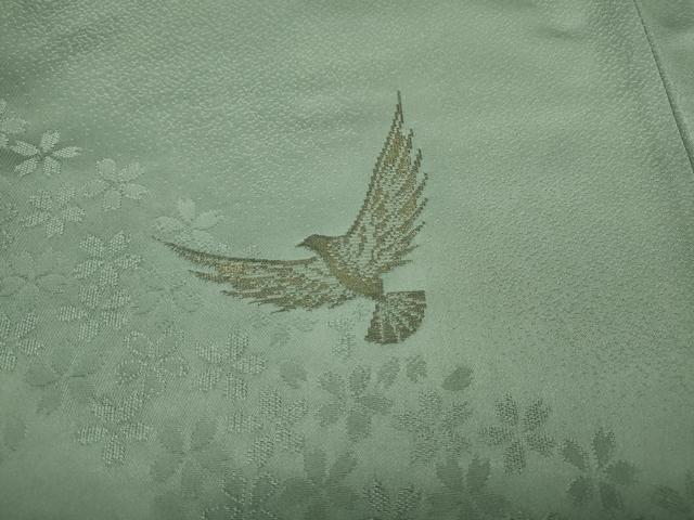 平和屋着物●染色作家　斉藤三才　訪問着　寿光織　三才鳥　暈し染め　金糸　正絹　逸品　CABG5278ut