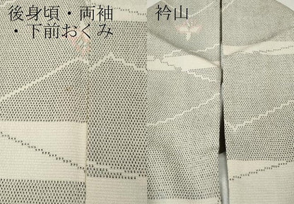 平和屋着物●本塩沢　横段舞蝶文　正絹　逸品　CABG5283ut