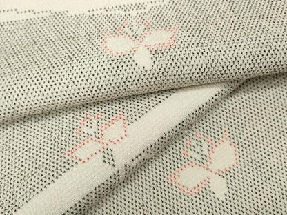 平和屋着物●本塩沢　横段舞蝶文　正絹　逸品　CABG5283ut