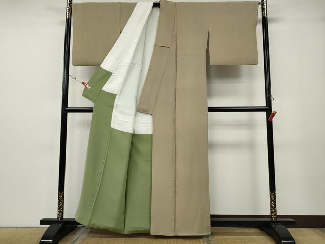 平和屋着物●江戸小紋　万筋　伽羅色×松葉色　正絹　逸品　CABG5289ut