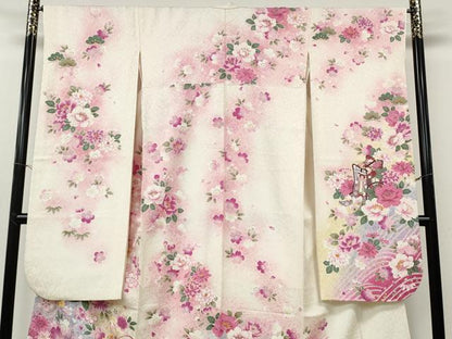 平和屋着物●豪華振袖　駒刺繍　花鞠文　暈し染め　金通し地　正絹　逸品　CABG5291ut