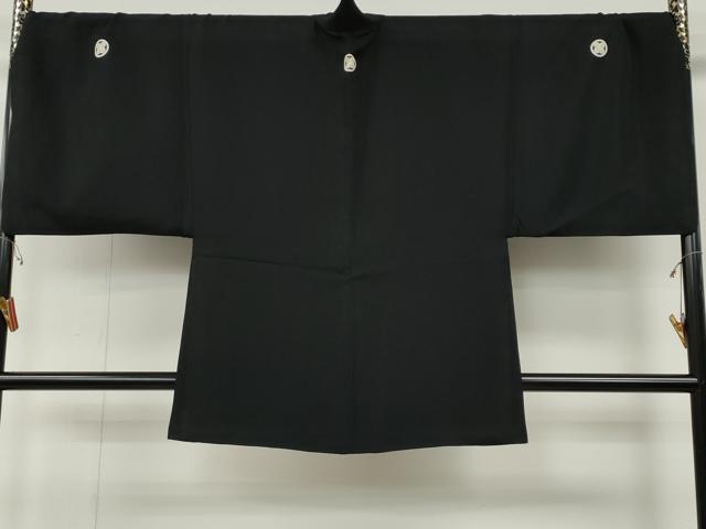 平和屋着物●男性　黒紋付・羽織セット　羽裏：風景文　キングサイズ　正絹　逸品　CABG5296ut