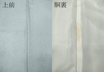 平和屋着物●上質な色無地　草花文地紋　白藍色　正絹　逸品　CABG5308ut
