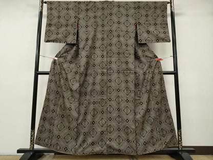 平和屋着物●本場大島紬　龍郷絣　菱花文　正絹　逸品　CABG5312ut