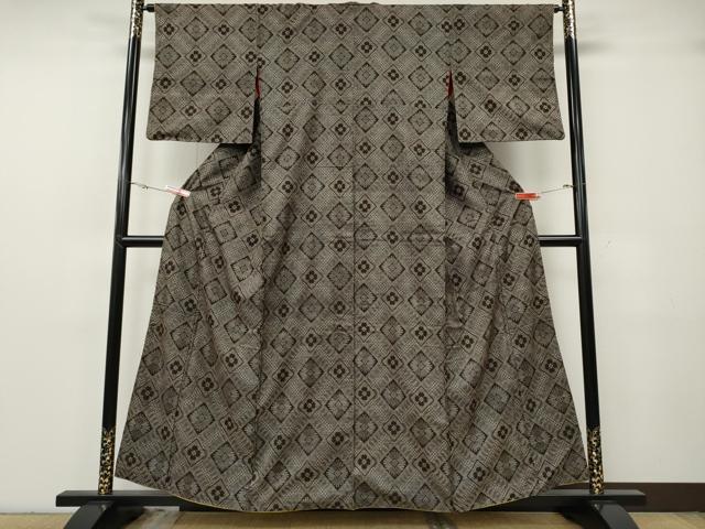平和屋着物●本場大島紬　龍郷絣　菱花文　正絹　逸品　CABG5312ut
