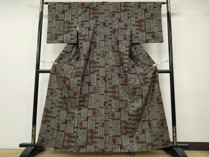 平和屋着物●本場大島紬　7マルキ　吉祥花文　正絹　逸品　CABG5314ut