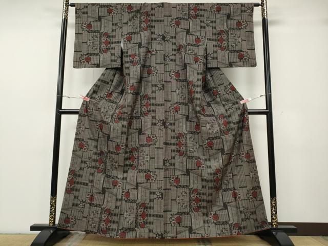平和屋着物●本場大島紬　7マルキ　吉祥花文　正絹　逸品　CABG5314ut