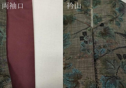 平和屋着物●本場大島紬　9マルキ　流水草花文　正絹　逸品　CABG5316ut