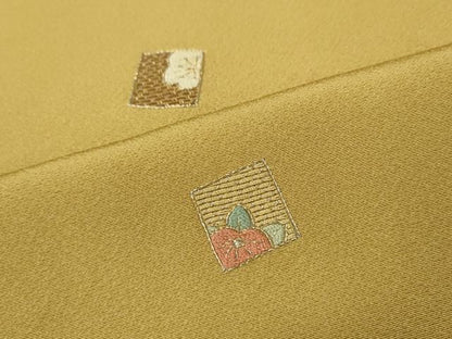 平和屋着物●訪問着　刺繍　色紙立波花文　金彩　正絹　逸品　未使用　CABG5317ut