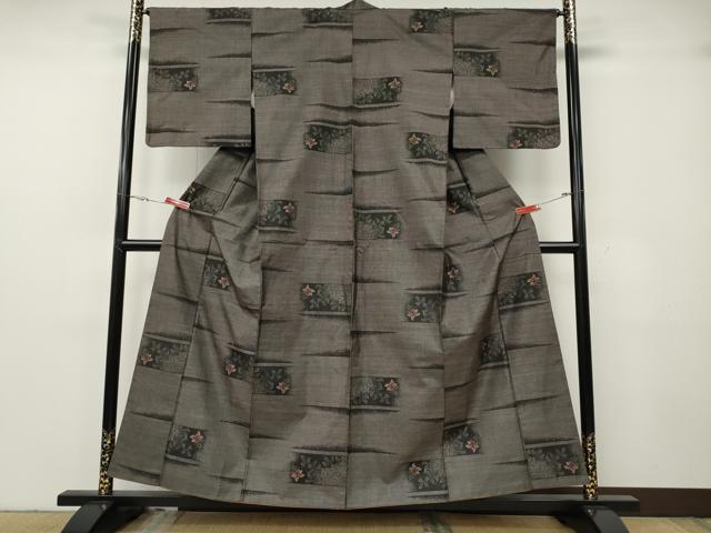 平和屋着物●本場大島紬　9マルキ　横段枝花文　正絹　逸品　CABG5320ut