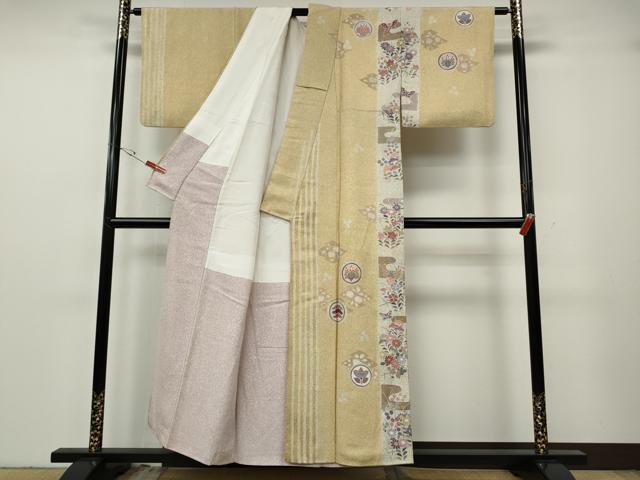 平和屋着物●訪問着　駒刺繍　エ霞花蝶間道　金彩　正絹　逸品　CABG5323ut