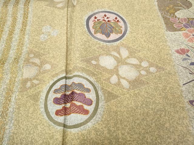 平和屋着物●訪問着　駒刺繍　エ霞花蝶間道　金彩　正絹　逸品　CABG5323ut