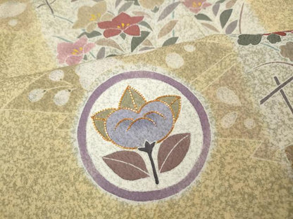 平和屋着物●訪問着　駒刺繍　エ霞花蝶間道　金彩　正絹　逸品　CABG5323ut
