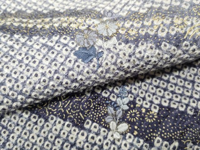 平和屋着物●訪問着　絞り　刺繍　草花文　暈し染め　金彩　仮絵羽　正絹　逸品　未使用　CABG5329ut