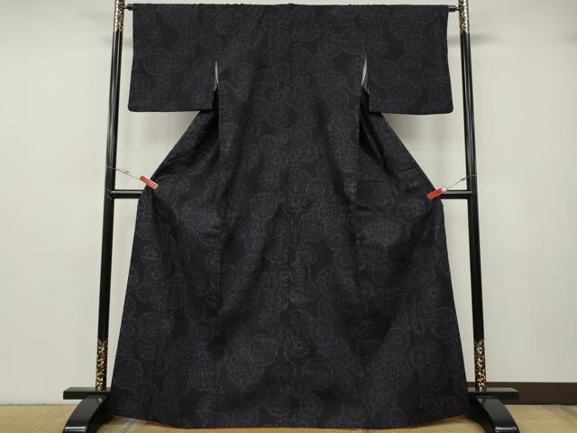 平和屋着物●結城紬　80亀甲　絵皿花文　正絹　逸品　CABG5331ut