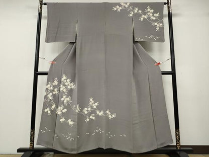 平和屋着物●訪問着　駒刺繍　枝桜文　鬼しぼ縮緬　正絹　逸品　CABG5332ut