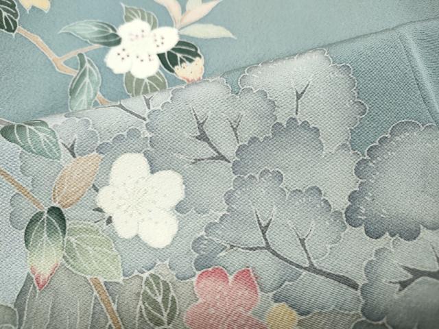 平和屋着物●訪問着　友禅　作家物　流水枝花文　正絹　逸品　CABG5334ut