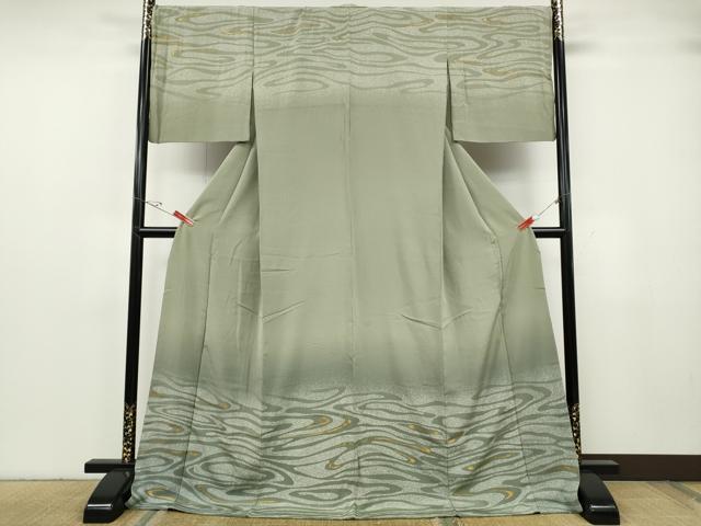 平和屋着物●訪問着　流水文　暈し染め　金彩　ロング丈　正絹　逸品　CABG5338ut