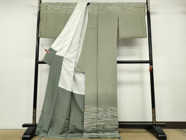 平和屋着物●訪問着　流水文　暈し染め　金彩　ロング丈　正絹　逸品　CABG5338ut