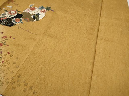 平和屋着物●訪問着　草花文　暈し染め　金彩　正絹　逸品　CABG5341ut