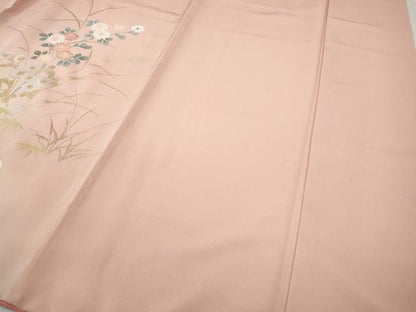 平和屋着物●訪問着　流水草花文　暈し染め　金銀彩　正絹　逸品　CABG5343ut