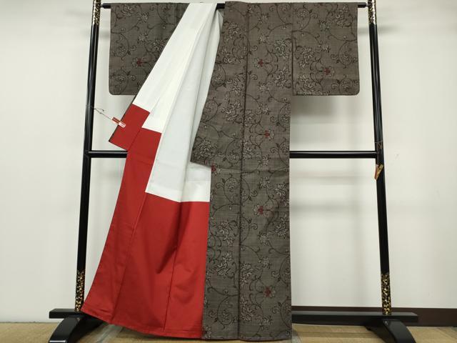 平和屋着物●本場大島紬　7マルキ　花唐草文　正絹　逸品　未使用　CABG5344ut