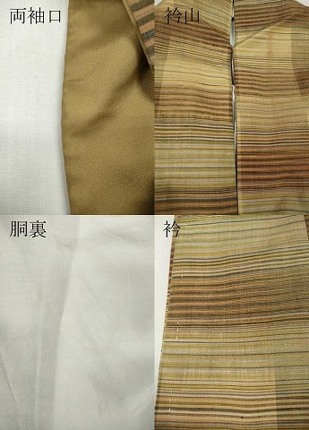 平和屋着物●上質な紬　横段文　正絹　逸品　CABG5345ut