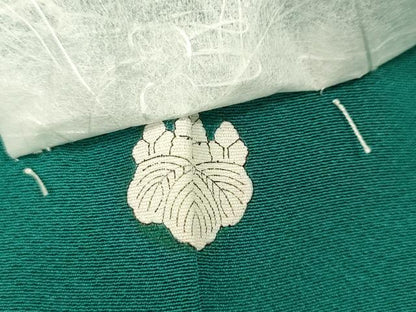 平和屋着物●本草木染作家　瑞寶　色無地　堅牢草木染　青緑色　反端付き　正絹　逸品　未使用　CABG5346ut