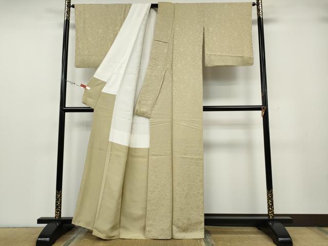 平和屋着物●上質な色無地　花唐草地紋　蒸栗色　正絹　逸品　CABG5347ut