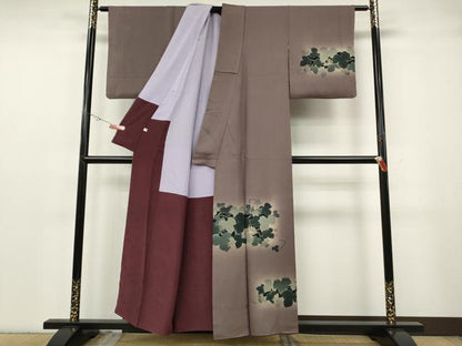 平和屋着物●訪問着　作家物　葡萄蔦の葉文　蛍暈し　金彩　正絹　逸品　CABG5348ut