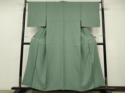 平和屋着物●上質な色無地　舞花地紋　薄青色　正絹　逸品　CABG5350ut