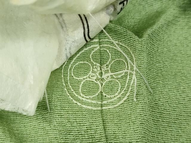 平和屋着物●英王室献上友禅作家　木下勝功監修　色無地　柳色　反端付き　正絹　逸品　CABG5351ut