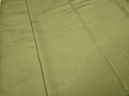 平和屋着物●上質な色無地　流水地紋　抹茶色　正絹　逸品　CABG5352ut