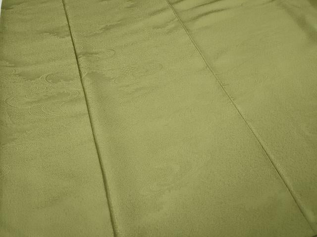 平和屋着物●上質な色無地　流水地紋　抹茶色　正絹　逸品　CABG5352ut