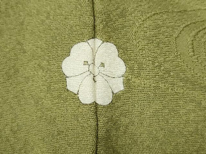平和屋着物●上質な色無地　流水地紋　抹茶色　正絹　逸品　CABG5352ut