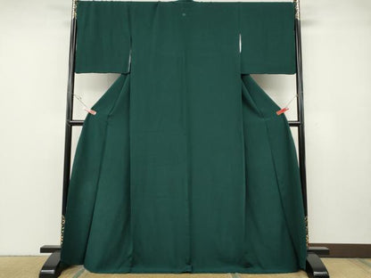 平和屋着物●上質な色無地　鉄色　ロング丈　正絹　逸品　CABG5353ut