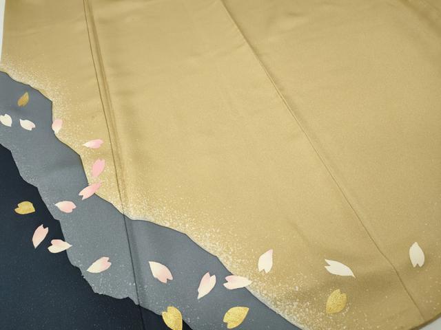 平和屋着物●訪問着　作家物　舞桜文　たたき染め　金通し地　正絹　逸品　CABG5356ut