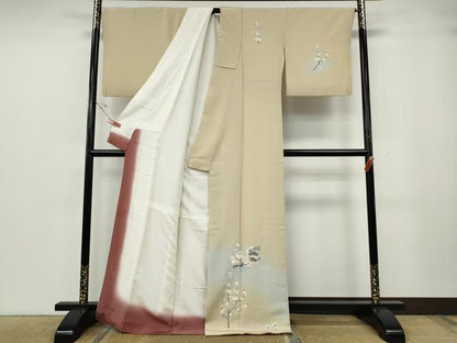 平和屋着物●訪問着　地紙松梅文　暈し染め　正絹　逸品　CABG5357ut