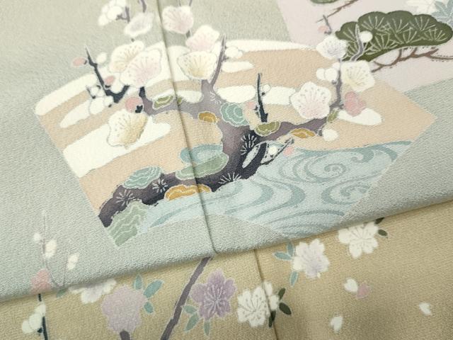 平和屋着物●訪問着　地紙松梅文　暈し染め　正絹　逸品　CABG5357ut