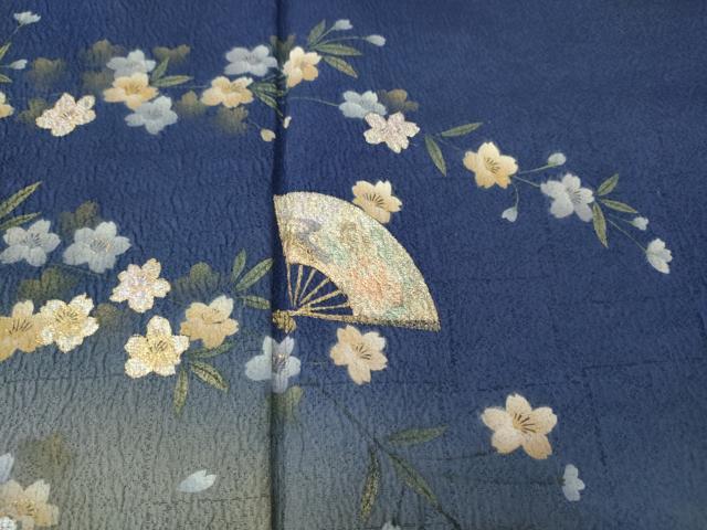平和屋着物●訪問着　流水扇面枝桜文　暈し染め　金銀彩　正絹　逸品　CABG5358ut