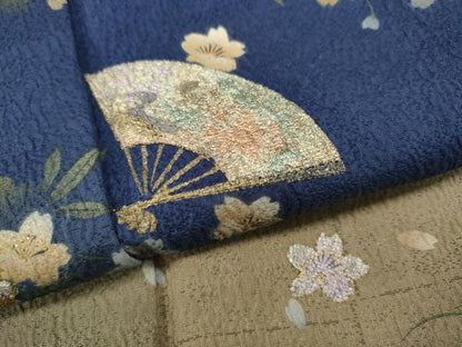 平和屋着物●訪問着　流水扇面枝桜文　暈し染め　金銀彩　正絹　逸品　CABG5358ut