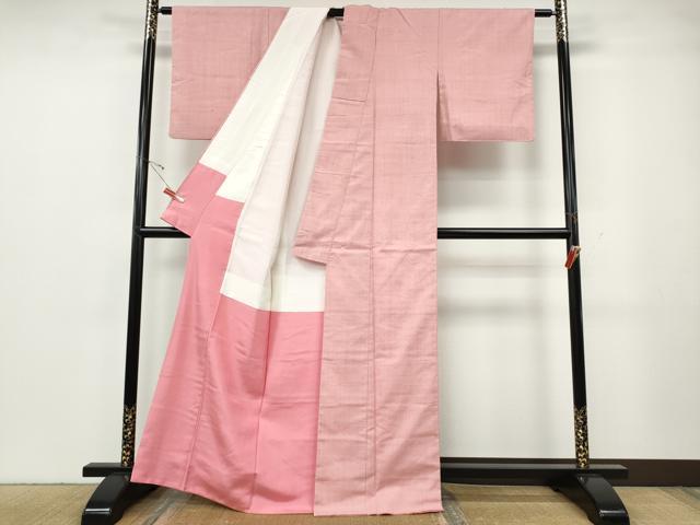 平和屋着物●上質な紬　紅梅色　正絹　逸品　CABG5360ut