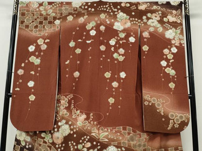 平和屋着物●豪華振袖　作家物　流水草花文　暈し染め　正絹　逸品　CABG5361ut