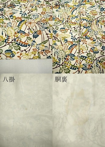 平和屋着物●上質な小紋　型染め　草花尽くし　正絹　逸品　CABG5363ut