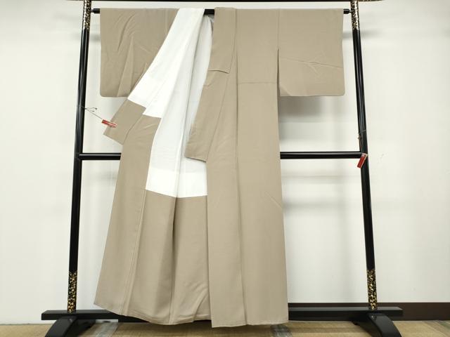 平和屋着物●上質な色無地　白茶色　正絹　逸品　CABG5364ut