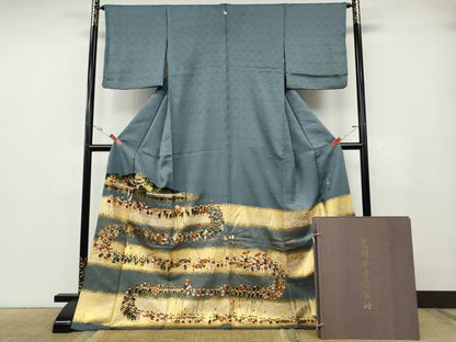 平和屋本店●松尾光琳　色留袖　大名行列　金彩　共箱付き　ロング丈　正絹　逸品　CABG5370ut